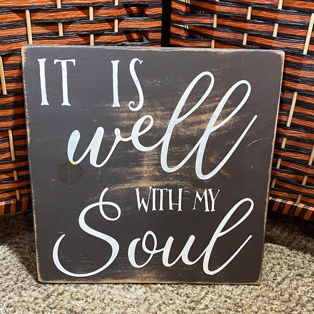 Rustic “It Is Well With My Soul” Wooden Farmhouse Wall Sign